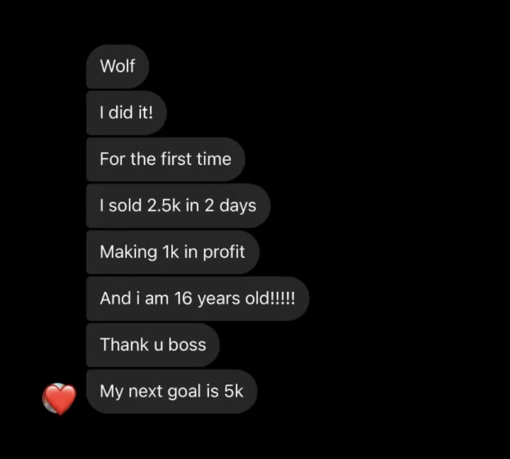 Wolfofbey student testimonial screenshot 53
